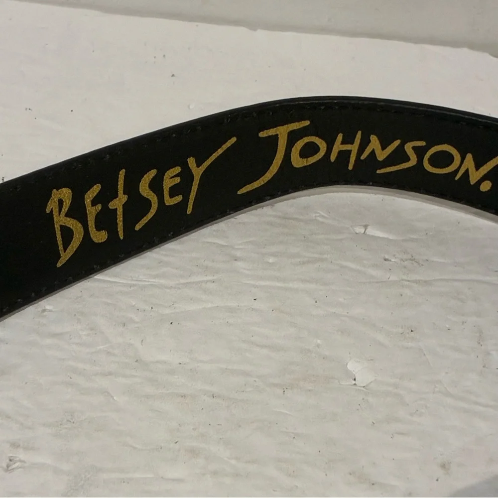 Betsey Johnson Brown‎ Leather Belt Large Floral Buckle Boho Festival Statement